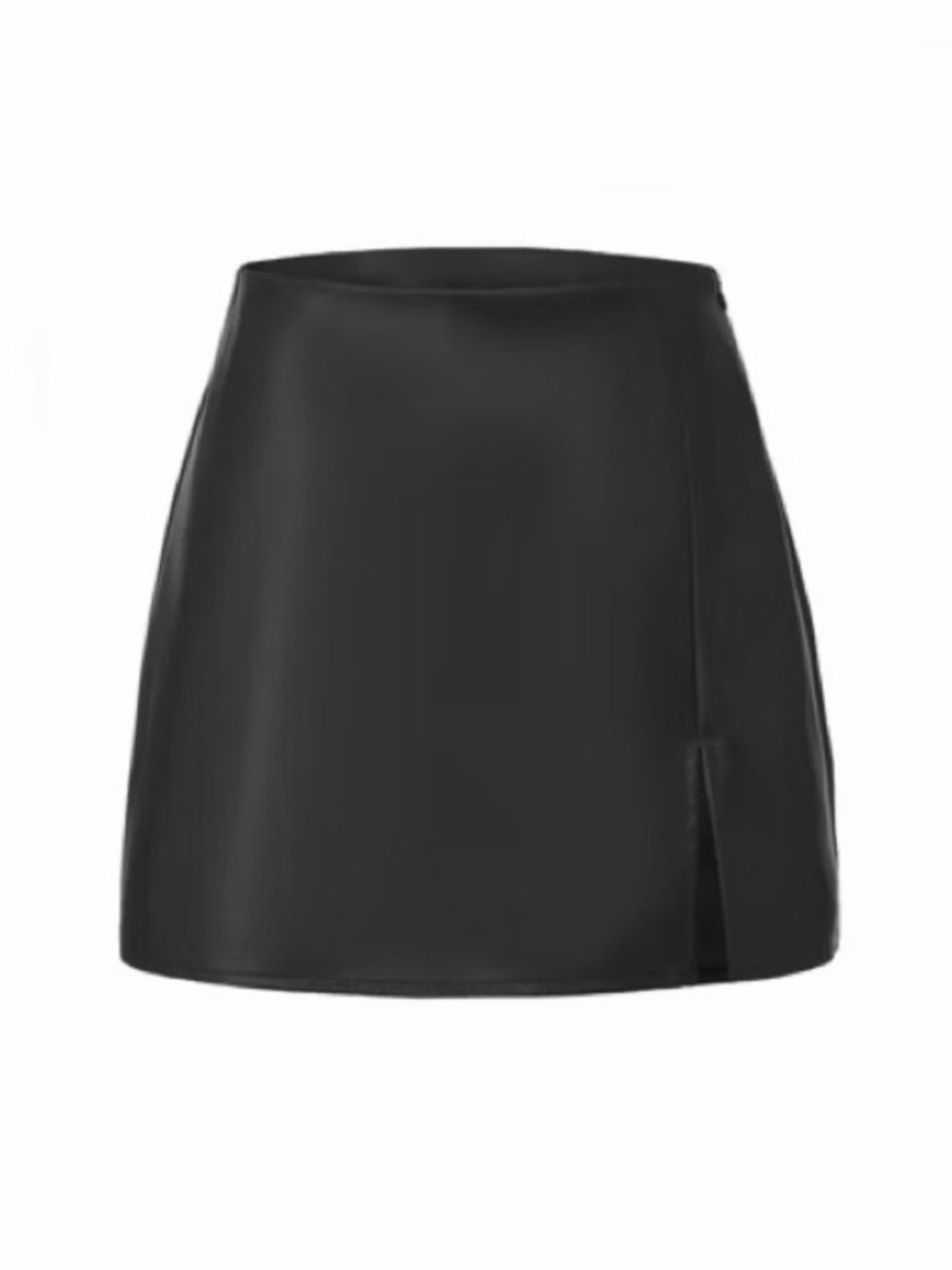 Zara Faux Leather Black Mini Skort with Small Slit